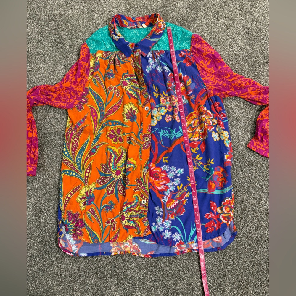 Soft Surroundings hermosa Blouse size 1x embroidered quirky artsy vibrant - Picture 5 of 11